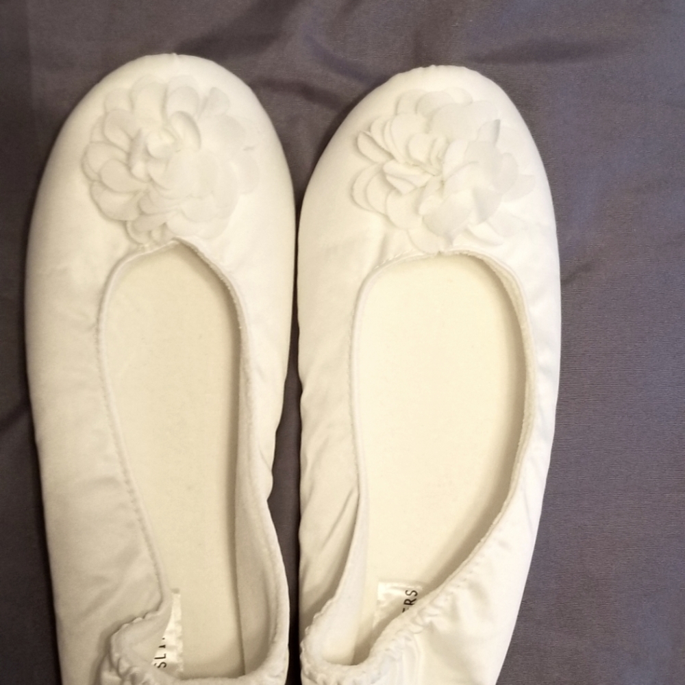 White Bridal Slippers size 8